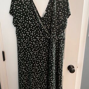 Kaileigh Black and White Ruched Wrap Maxi Dress